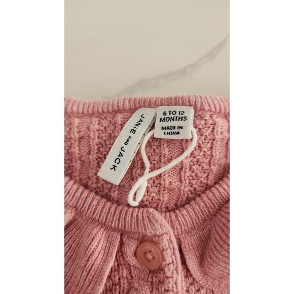 New Janie and Jack Pink Cableknit Sweater Romper One Piece Baby Girl 6-12 Months - Picture 4 of 5